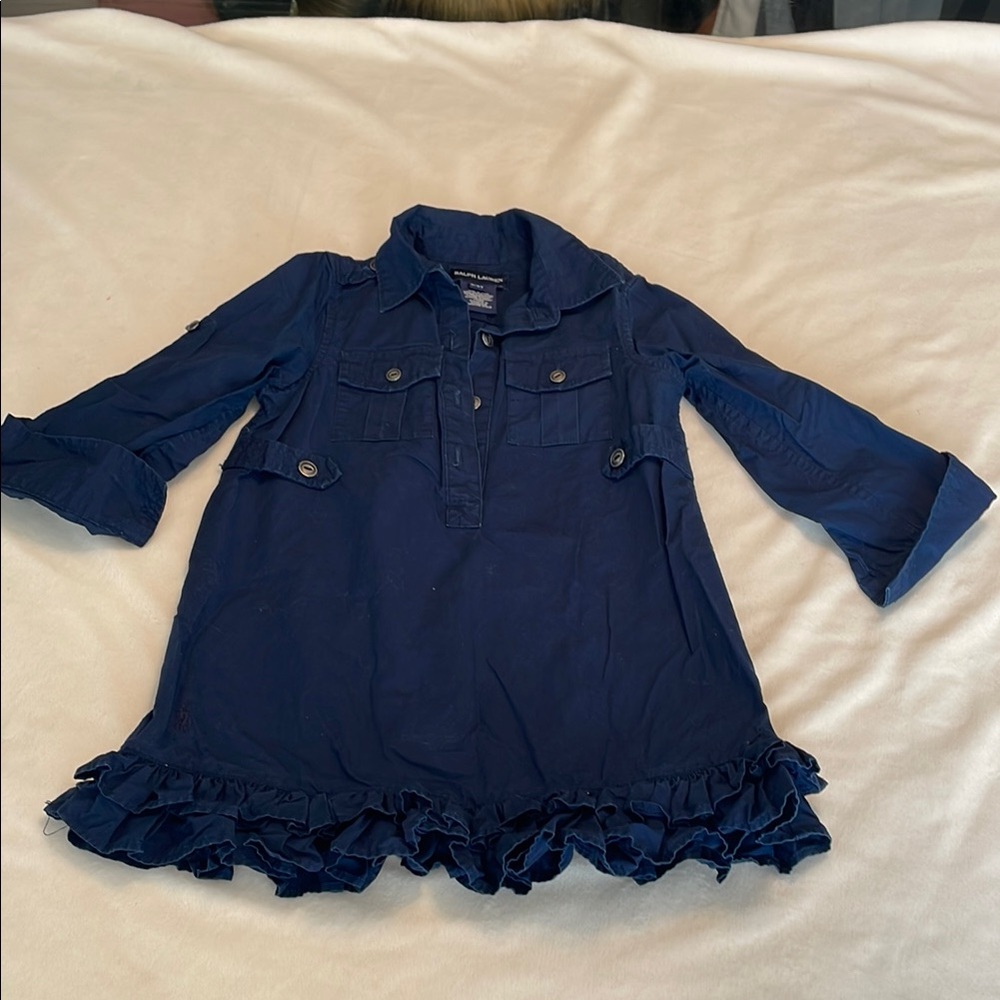 Ralph Lauren Chic Navy Ruffled Tunic